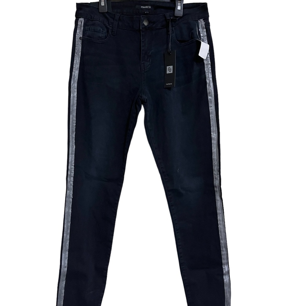 Numero Tuxedo Strip Vienna Mid Rise Skinny Jean Size 32